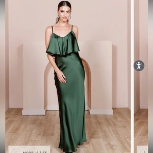 Revelry Satin Deep Olive Riley Dress